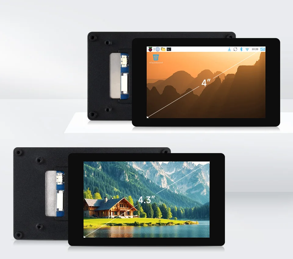 4/4.3 Inch DSI Capacitive Touch Display, 480x800 Resolution IPS Screen, 5-Point Touch, Optical Bonding Toughened Glass Panel for