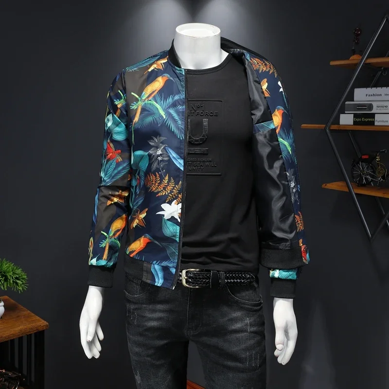 Plus Size 6XL-M 2024 Autumn New Mens Floral Printed Jacket Vintage Classic Fashion Designer Bomber Jackets Men Party Club Outfit