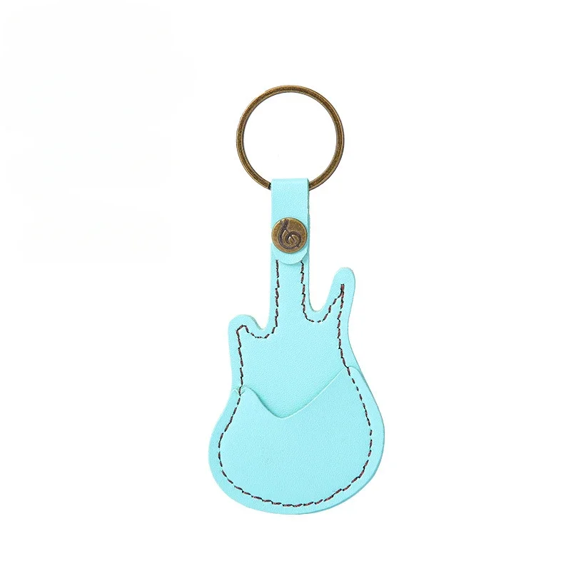 Guitar Picks PU Leather Guitar Picks Storage Bags Organizer Portable Multifunctional Key Chain Holder for Guitar Accessories 1pc