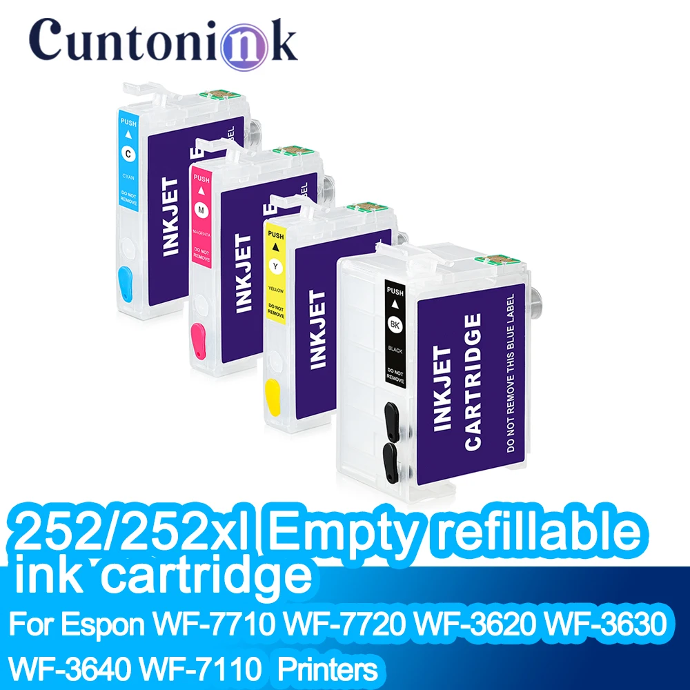 252/252xl Empty refillable ink cartridge withauto reset chips for Epson WF-7710 WF-7720 WF-3620WF-3630 WF-3640 WF-7110 WF-7210