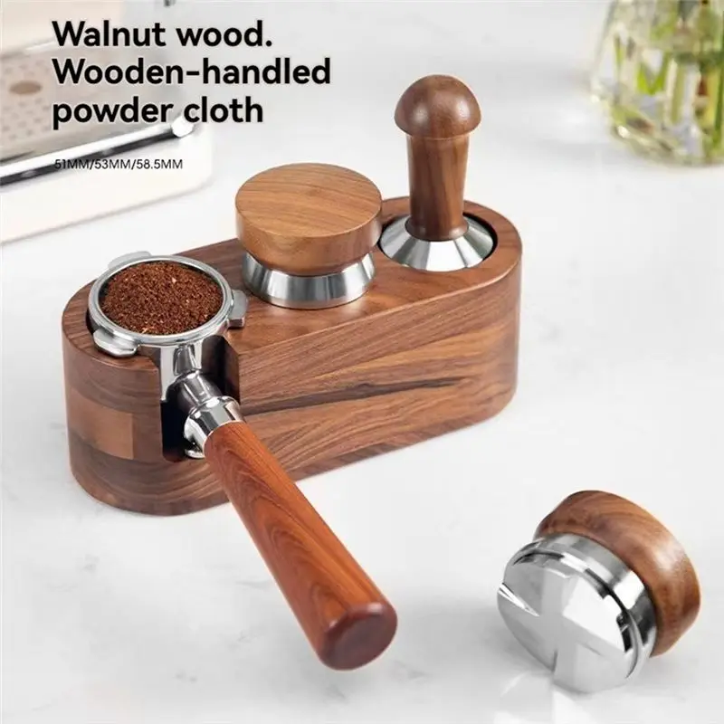 ASWUT-Coffee Distributor 4 Blade Base Espresso Leveler 304 Stainless Steel Adjustable Depth Espresso Distribution Tool 51MM
