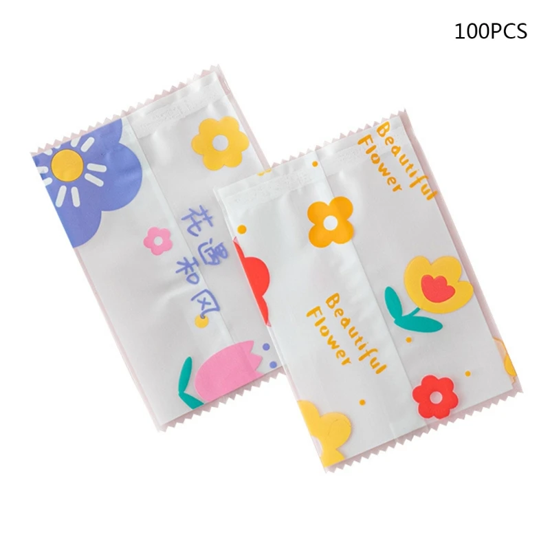 

100 Pcs Moon Cake Packaging Bag with Printing Exquisite Flower for Packaging Candy Cookies Bakery Party Favor Dropship