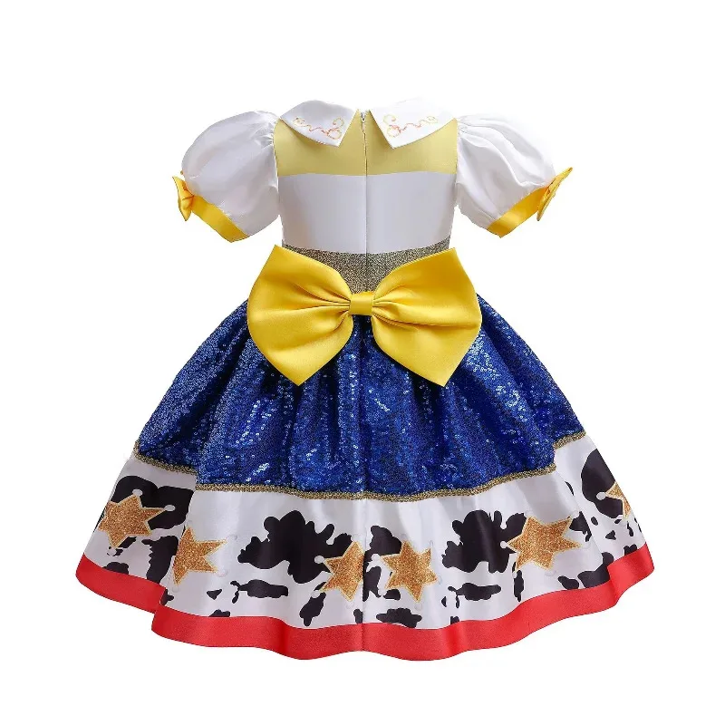 Purim Toy and Story 4 Jessie Cosplay Carnival Princess Dress Short sleeve Girls Costume With wig hat For Halloween Birthday Part