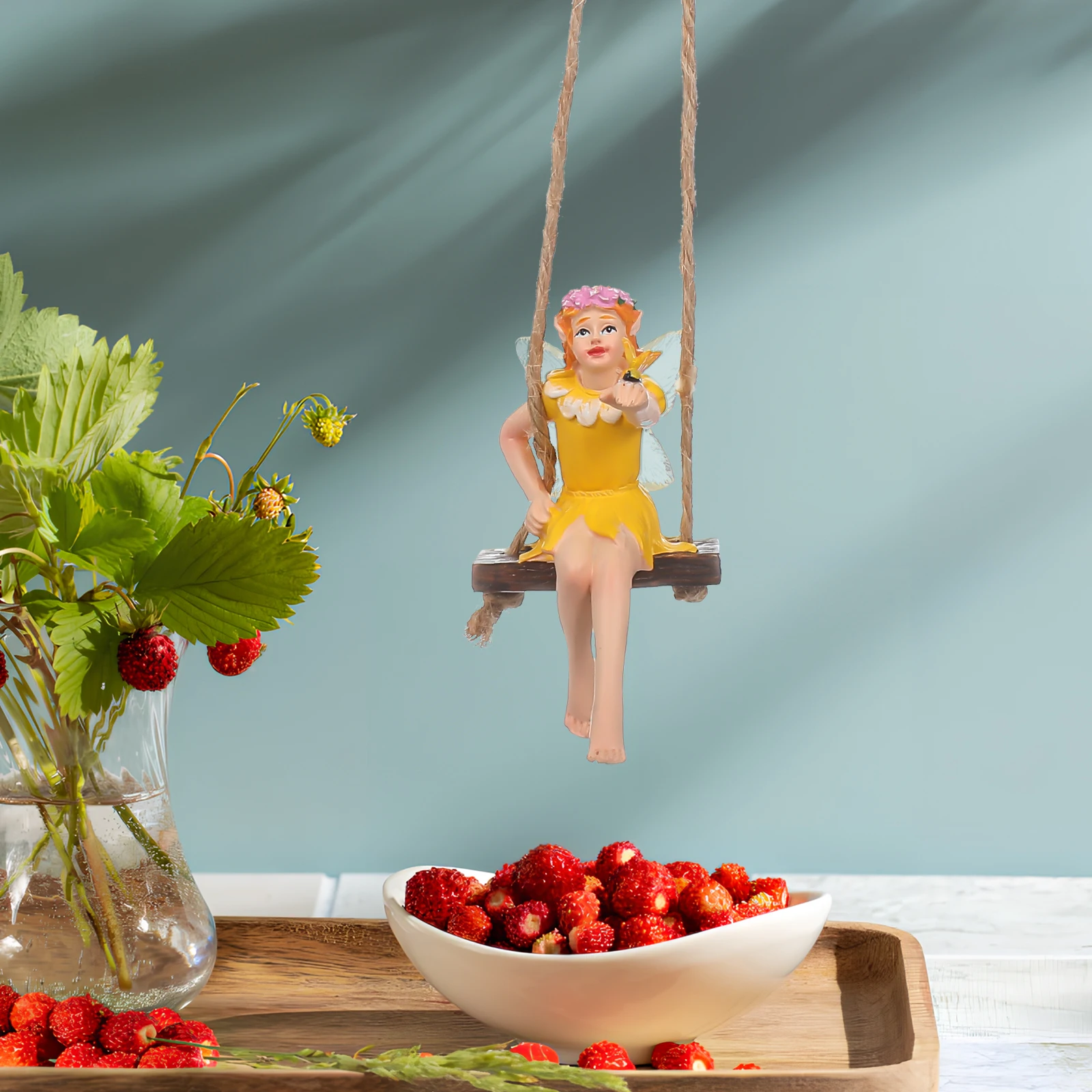 

Outdoor Tree Pendants Courtyard Sculpture Garden Decor Flower Fairy Statue Hanging