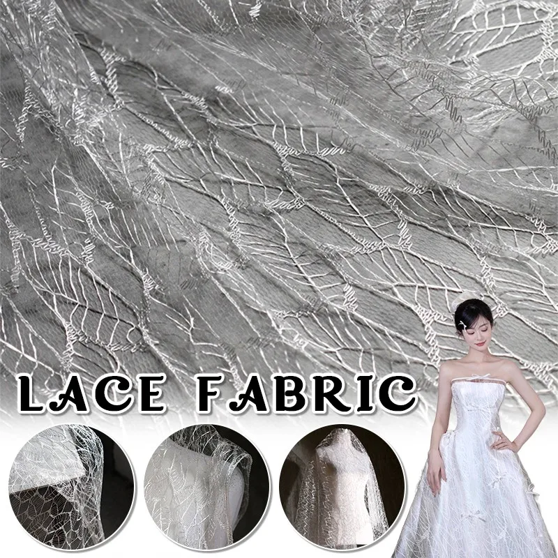 

50cm Leaf Pattern Texture Mesh Fabric Irregular Hollow Texture Cloth Handmade DIY Wedding Dress Background Decor Sewing Material