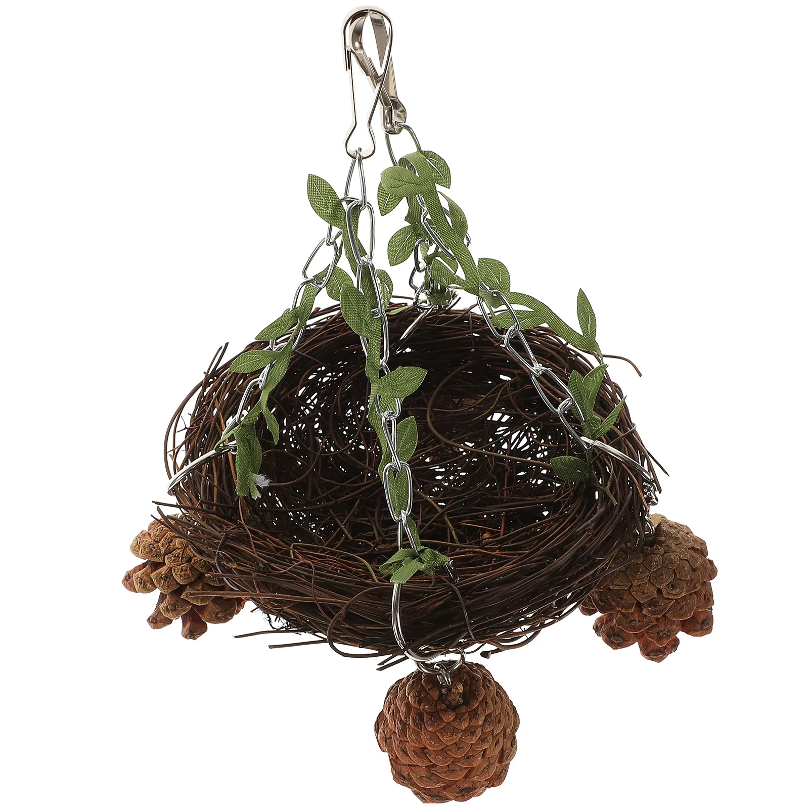 

Hanging Rattan Nest Small Parrot Cage Toys Wear-Resistant Bird Swing Cage Perch Decorative Nest Supplies for Finches