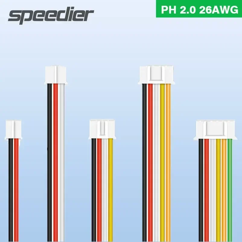 PH 2.0 2.0mm 2/3/4/5/6/7/8/9/10 Pin Connector Plug Single/Double Head 26AWG Silicone Cable Male/Female Electrical Wire JST PH2.0