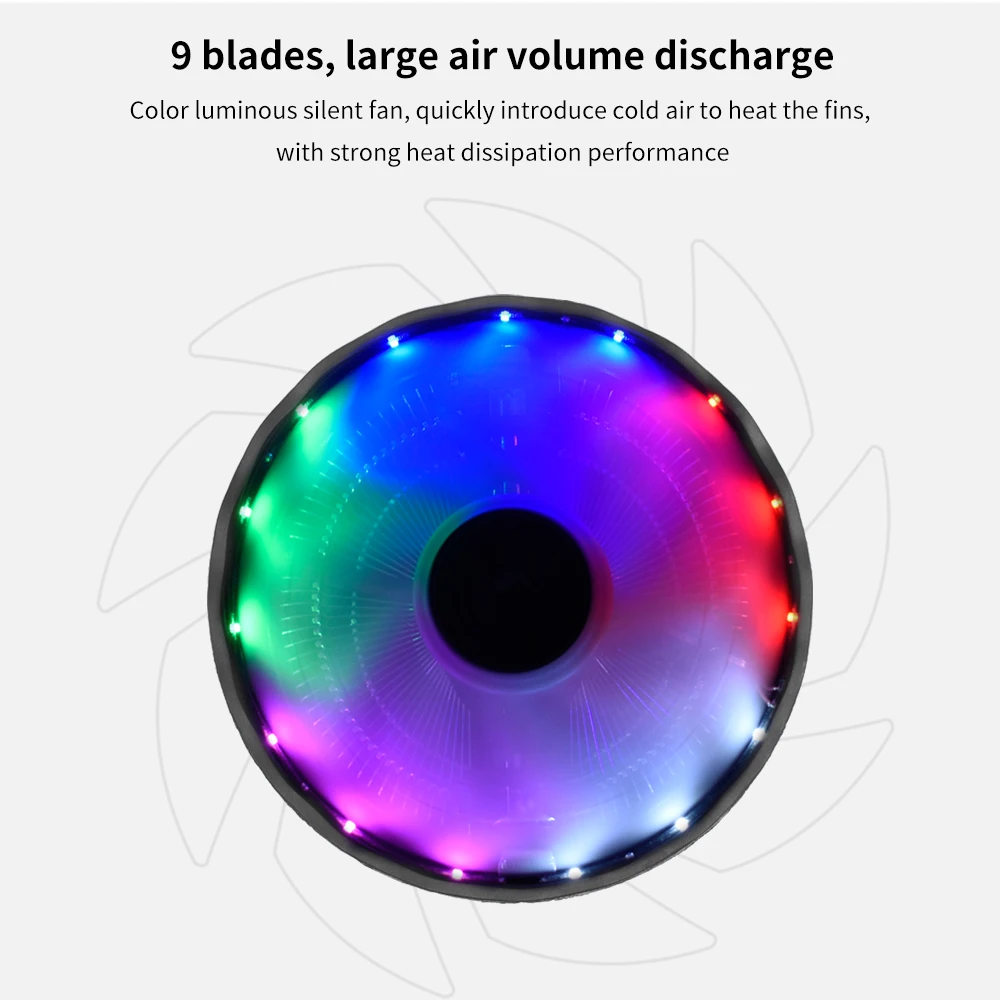 TISHRIC CPU Cooler Fan RGB PWM 3 Pin Computer Case Fan Intel LGA 1700 1200 1150 1151 X79 X99 E5 AMD AM3 AM4 CPU Cooling Fan