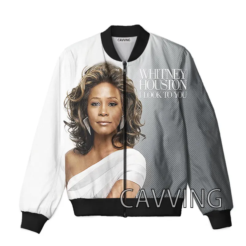 New Fashion Women/Men\'s 3D Print  Whitney Houston  Zipper Bomber Jackets Men Overcoat Mens Coat Zip Up Jackets