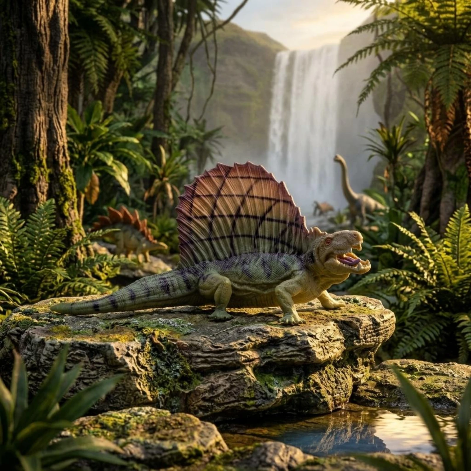 Dimetrodon Model Educational Sail-Backed Dinosaur Toy Prehistoric Creature Model Detailed Figurine Screen Unplugged for Display view 2