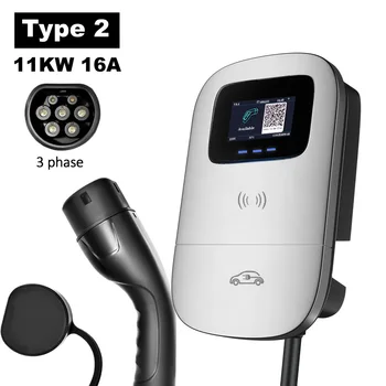 Chargeur de voiture électrique 3 phases 16A, Station de charge, câble de chargeur de véhicule, connexion WIFI, chargeur ev 11kw, Type 2 Wallbox 380V EVSE