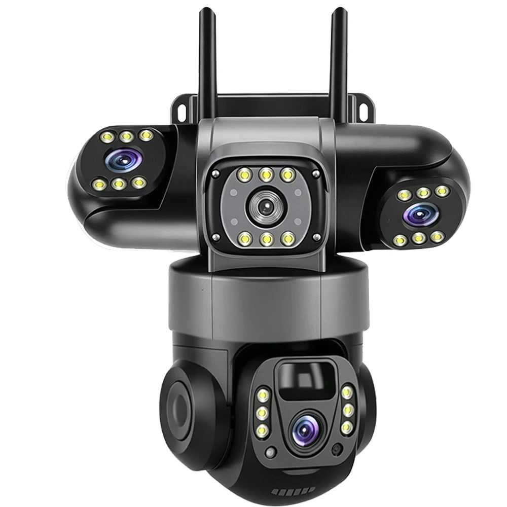 Cámara solar WiFi V380 Pro para exteriores, con función PTZ, 3 lentes, resistente al agua, zoom de 10 aumentos, visión nocturna, detección