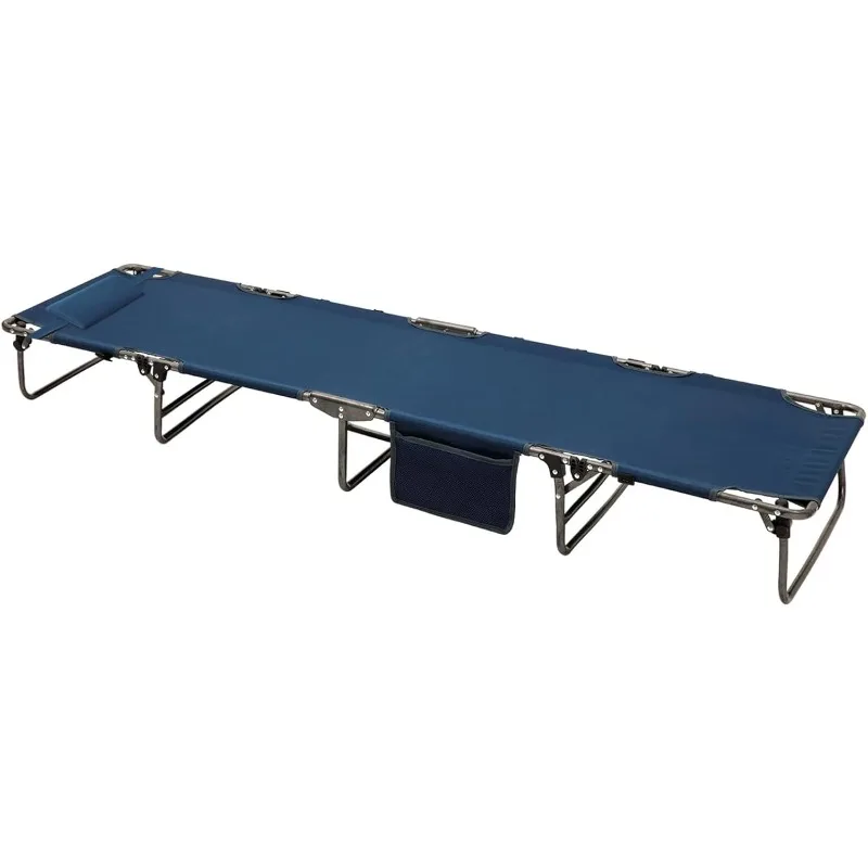 

Portable Folding Camping Cot Lightweight, Outdoor Sleeping Cots with Pillow, Easy Set up and with Load-Resistant Suppo