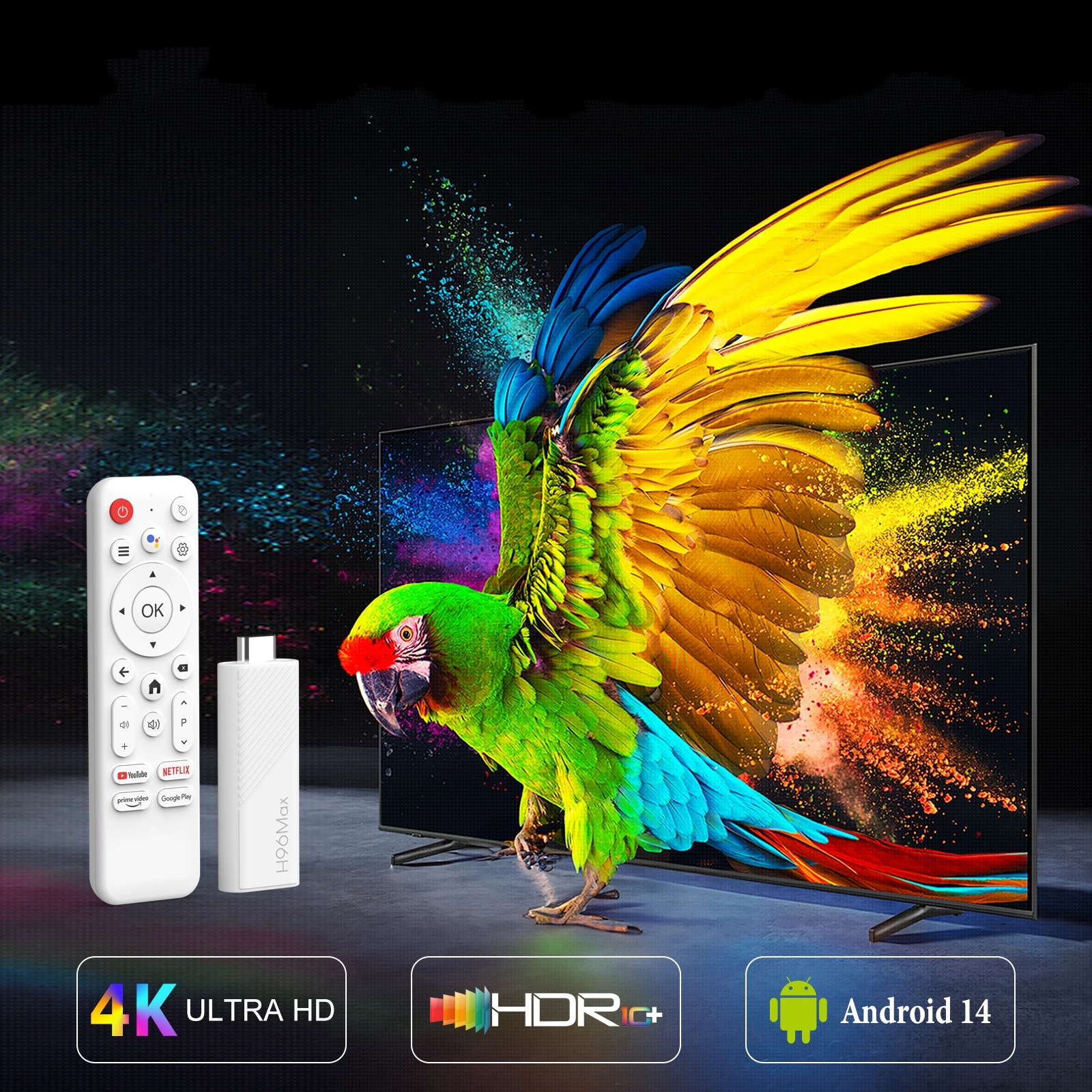 

HaaYot H96 Max Mini TV Stick Android 14 Allwinner H313 Quad Core Support 4K Video Wifi6 Voice Remote Smart TV Box