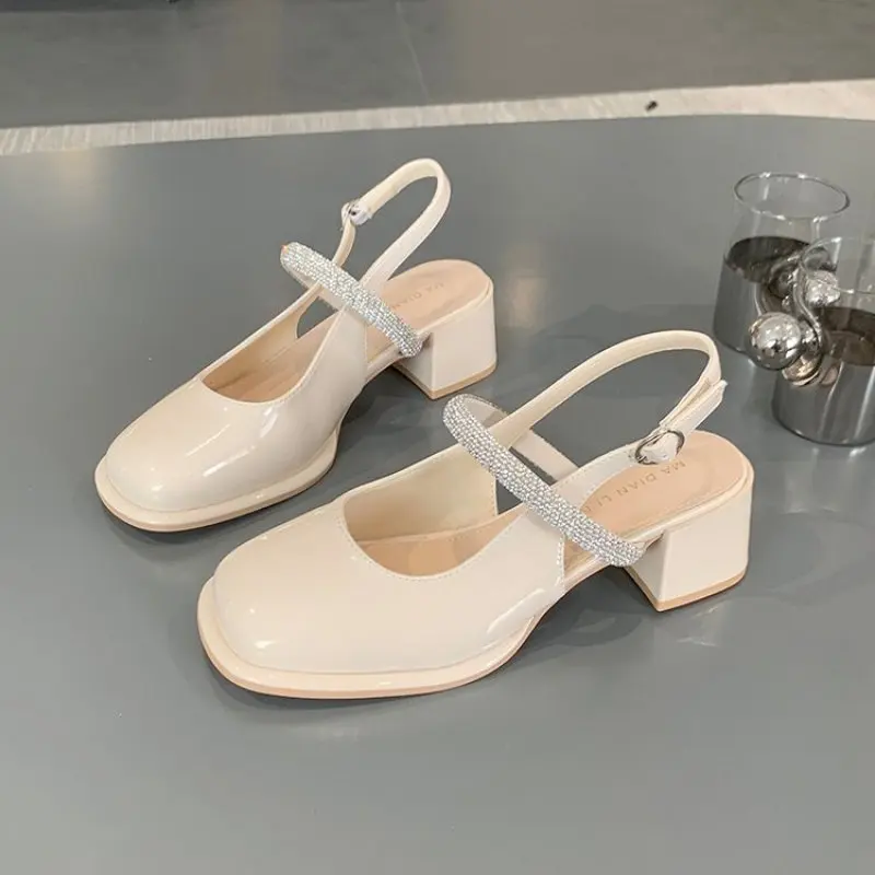 NEW Baotou Shoes 2024 Casual Heels Sandals Ladies Square Toe Pumps Latest Comfortable Lolita Summer Fashion Sexy Pumps Female