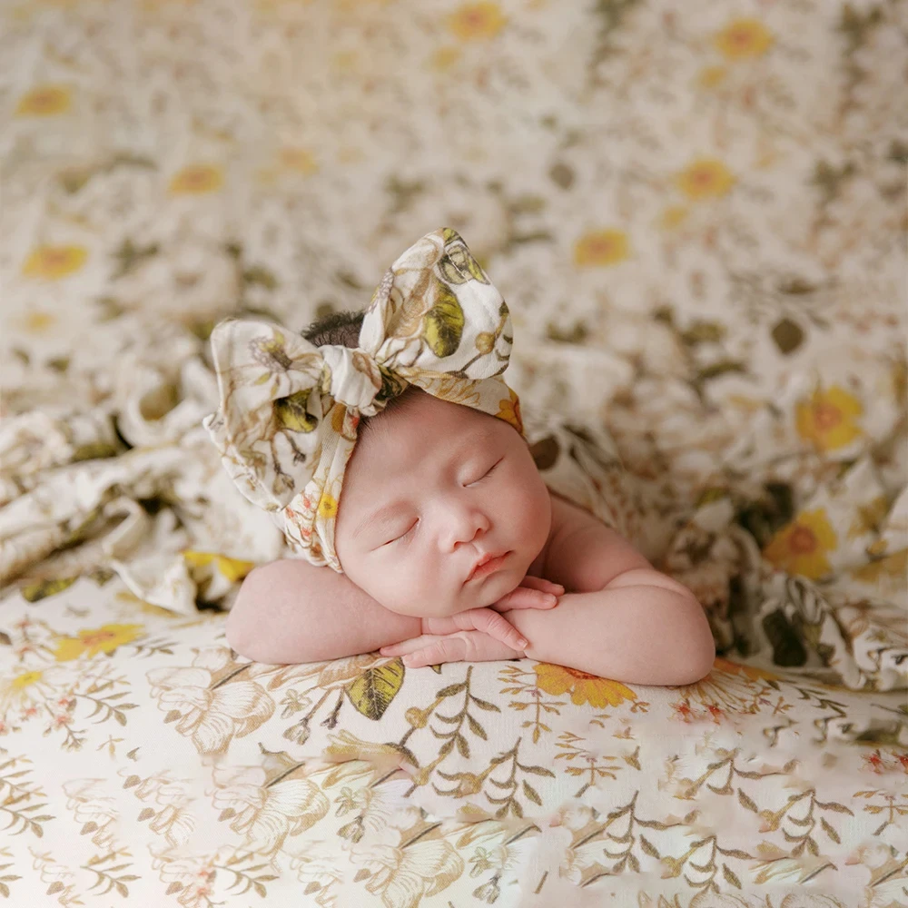 

Broken Flower Themed Baby Photography Wrap Baby Girl Bow Headband Photo Props Baby Boy Studio Floral Photo Background Accessorie