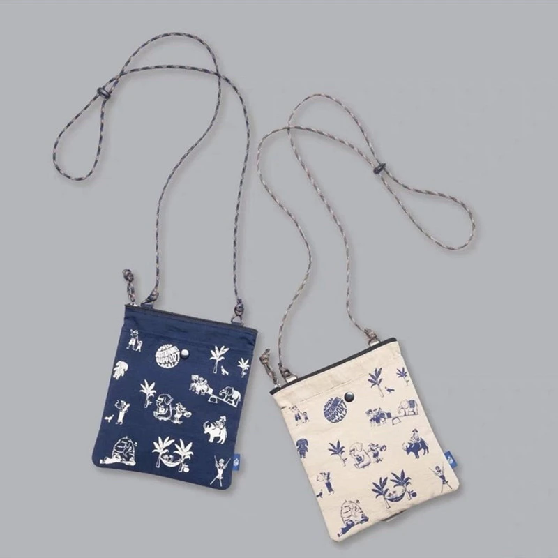 Tas Selempang Ponsel Motif Etnik Ringan, Kantong Penyimpanan untuk Jalan-Jalan, Cam Outing, Bahan Katun Awet