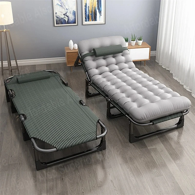 Folding Bed for One Person Office Home Simple Lunch Break Bed Outdoor Marching Bed Multifunctional Reclining Chair Beach Chair