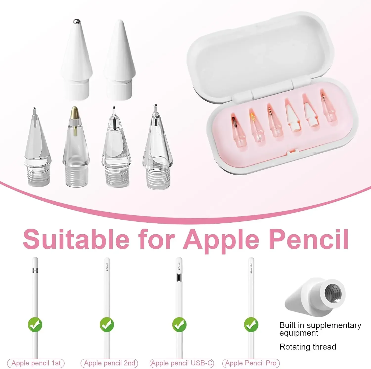 

Replacement Pencil Tips for Apple Pencil 1/2/3th Apple Pencil Pro 4/6 Pcs 2B Soft Nibs for IPad Pro Pencil1/2/3 Stylus Fine Nib