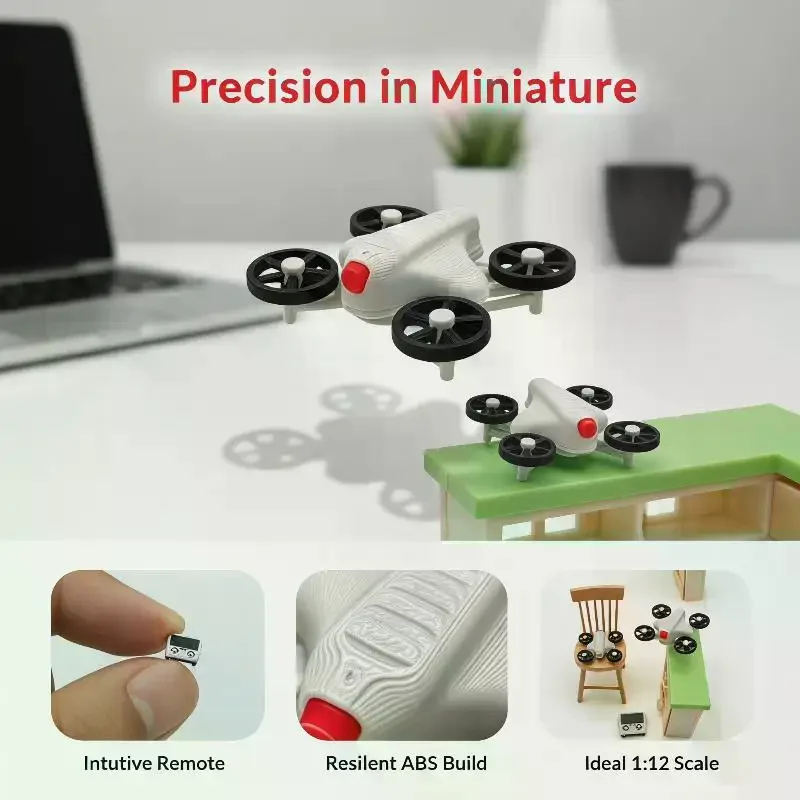 1:12 Scale Miniature Remote Control Drone Model Miniature Scene Props with Technology Sense DIY Dollhouse Accessories