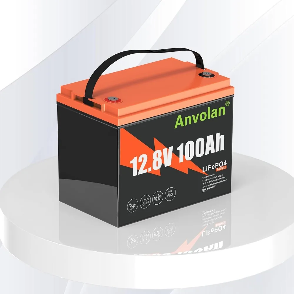 1 Pack 12V 100Ah LiFePO4 Lithium Battery,Group 24 Lithium Iron Phosphate Battery,100A BMS,Low-Temp,Lightweight,Fast Charging,Dee