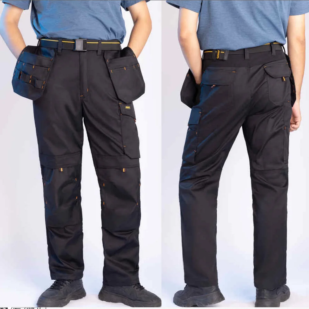 Pantalones Cargo para hombre con bolsa de herramientas colgante, pantalones de trabajo al aire libre resistentes al desgaste, pantalones elásticos multiusos con bolsillos grandes