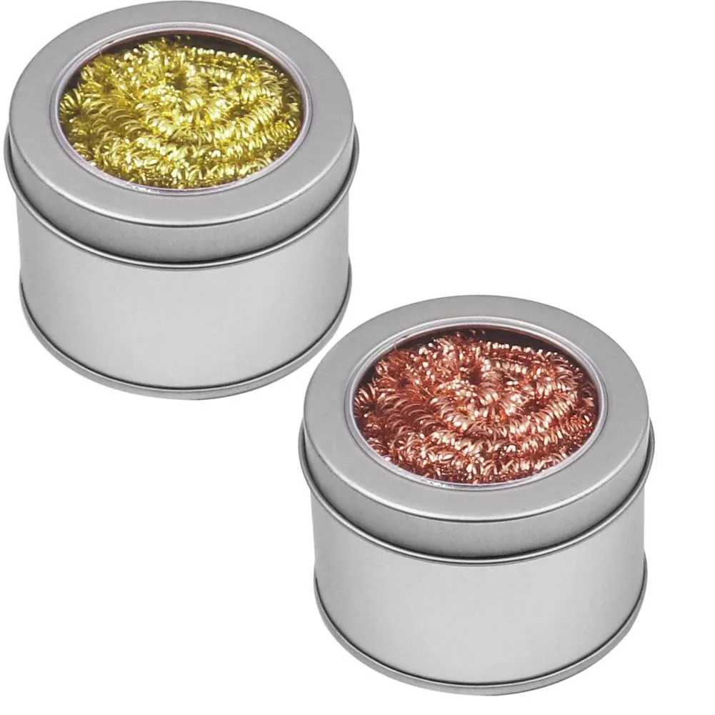 2PCS Soldering Iron Tip Cleaner with Steel Wire Ball and Tin Tank for Rust Resistant and Long Lasting Cleaning