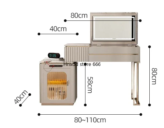 Light luxury rock slab flip dresser mirror can be integrated with hidden lamp makeup desk