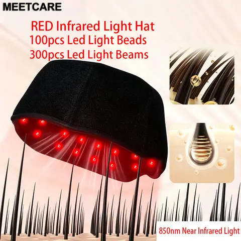 LED Infrared Helmet Red Light Therapy Hat with 660nm 850nm 100pcs LED Lights 300pcs Beams for Hair Loss&Hair Growth Cap Device