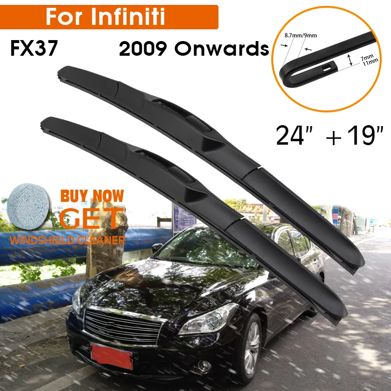 

Car Wiper For Infiniti FX37 2009 Onwards Windshield Rubber Silicon Refill Front Window Wiper 24"+19" LHD RHD Auto Accessories