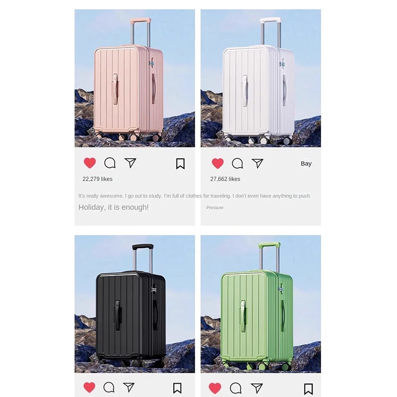 2023 New Student Luggage 28" Thick Trolley Box 20 Inch Boarding Travel Zipper Lock 30 Inch Large Capacity Suitcase Dilatation