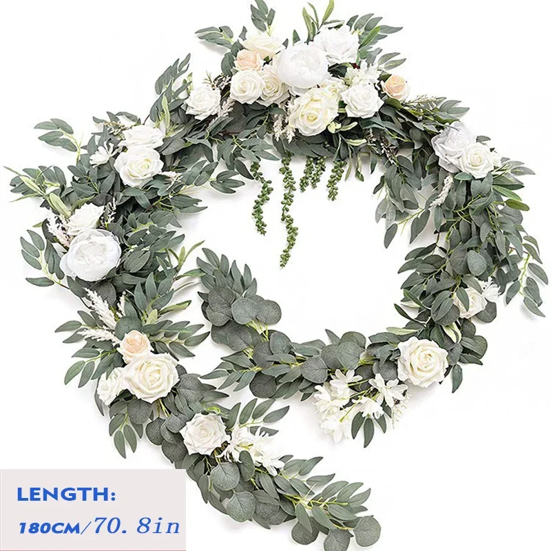 

Artificial Eucalyptus Wedding Garland (70in/180cm) Perfect for Wedding Aisle, Chair, Reception Centerpiece and Head Table Decor