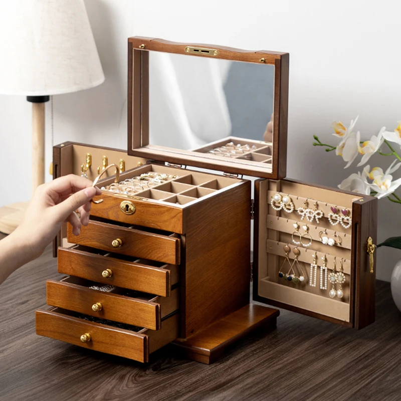 

Solid wood jewelry box storage box high-end exquisite wood retro national style jewelry
