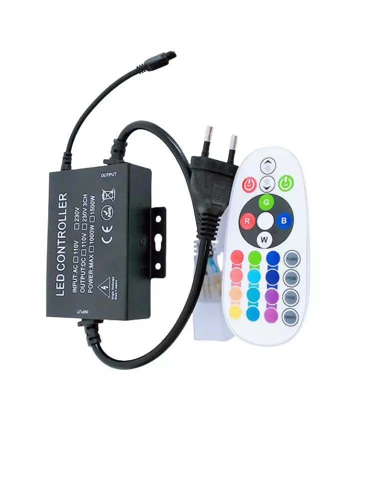 220V/110V 24-key remote LED Controller with 4-Pin conect suit for various high voltage RGB led strips and the neon lights strip