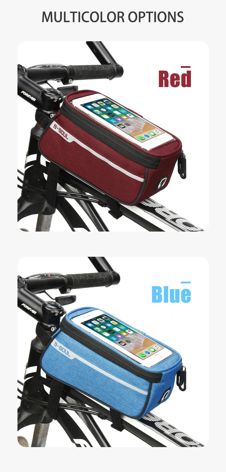 B-soul Waterproof Bicycle Front Bag Outdoor Cycling Travel Portable Bike Phone Bag Rainproof Bicycle Bag
