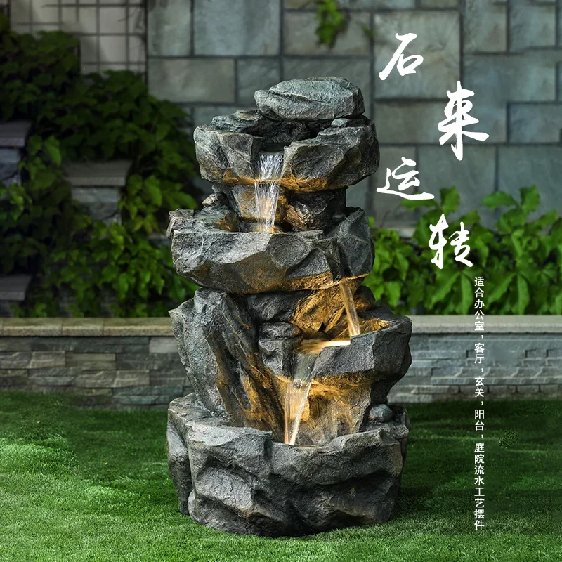 Imitation rockery, flowing water, , lucky ornament, outdoor balcony, , courtyard, circulating water wheel, landing landscape