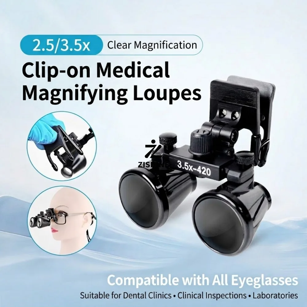 HD Optical Coating Clip On Dental Loupes 2.5X 3.5X Binocular Magnifier Glass Surgical Medical Loupe Kit with Storage Case