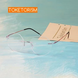 Toketorism Ultralight Titanium Alloy Women's Rimless Glasses Men's Polygon Clear Lenses Eyeglasses 211