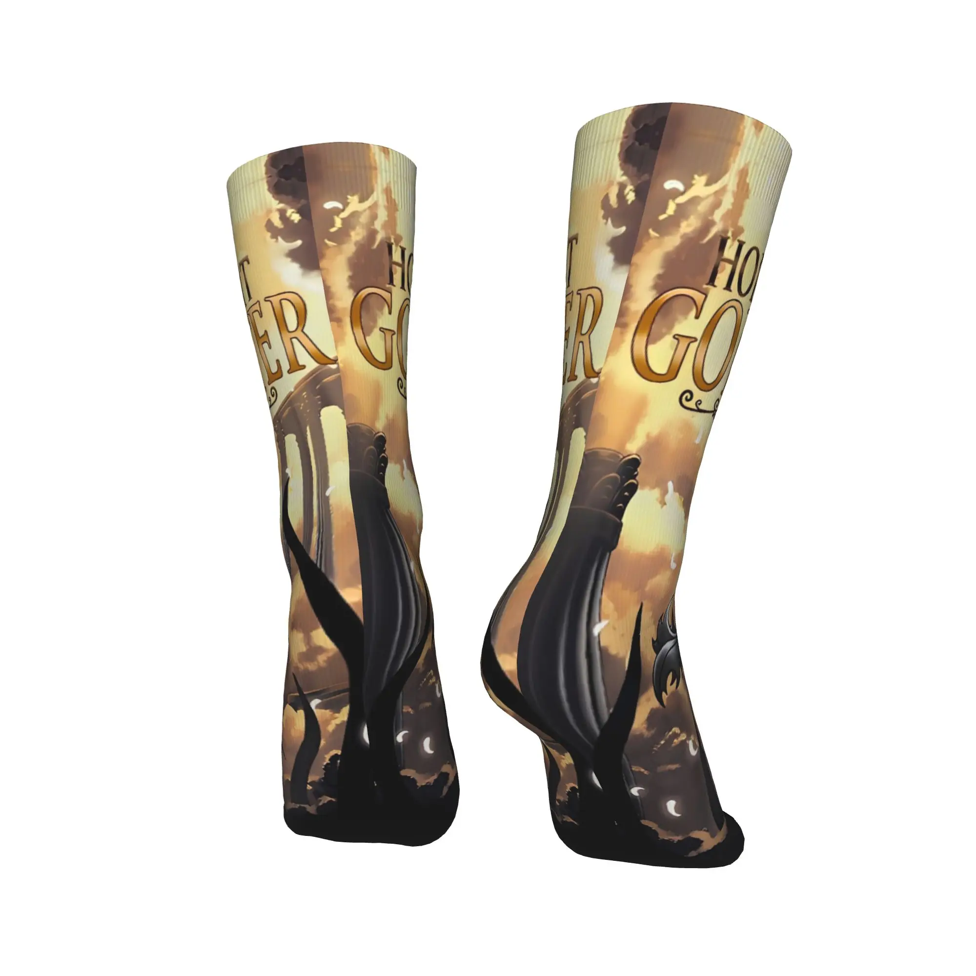 Męskie skarpety z nadrukiem kreskówkowym z gry Hollow Knight, drukowane w 3D, antypoślizgowe, średniej grubości, miękkie skarpety, zimowe modne skarpety graficzne na zewnątrz.