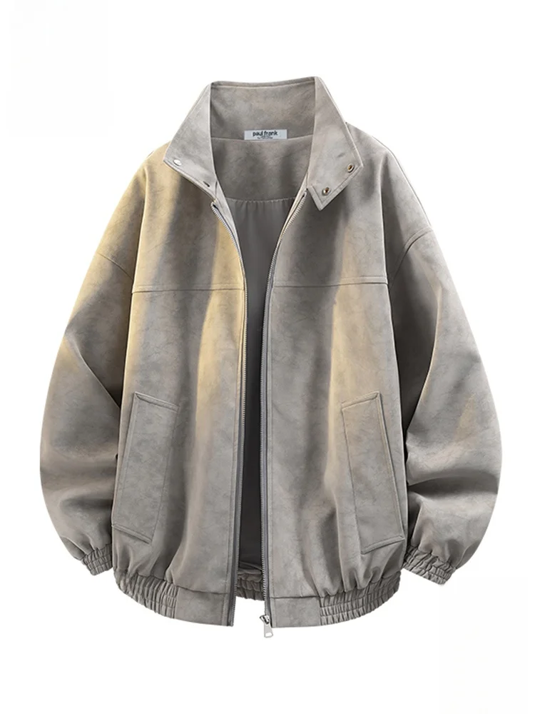 

Мужская повседневная куртка Paul Frank в стиле High Street, осенняя новинка, кожаная куртка-косуха для молодежи, из искусственной кожи и полиэфирного волокна