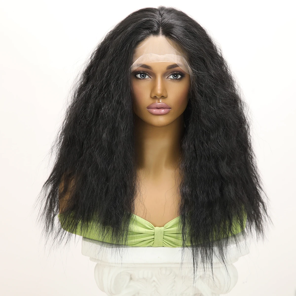 Wig Girl Temperament Lace Natural Black Long Curly Hair Fluffy Realistic Explosion Headgear Daily Fashion Hairstyle