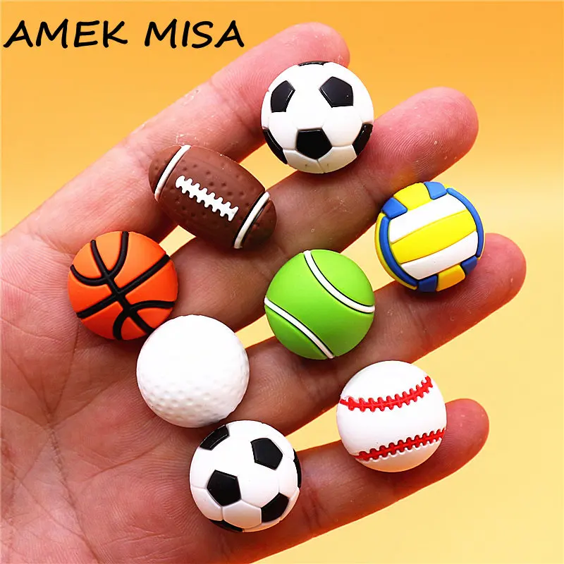 Realistic Mini 3D Ball PVC Shoe Charms Decoration Golf Tennis Softball Fit Clogs Clips Sandals Shoe Accessories Kids Party Gifts