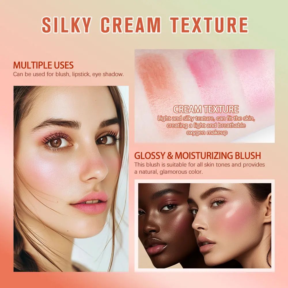 Multi-Use Makeup Blush Stick - Waterproof Tinted Moisturizer for Eyes Lips Cheeks In Shy Pink Ph Color Change