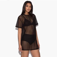 Bikini Sexy para mujer, traje de baño de encaje negro, ropa de playa, traje de baño tejido, Vestido de playa de gasa 2023