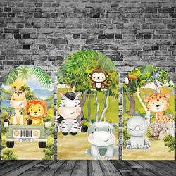 Safari Animal Party Arch Covers White Spandex Fitted 2-Sided Party Arch Stand Covers Round Top Arch Backdrop Covers For Birthday