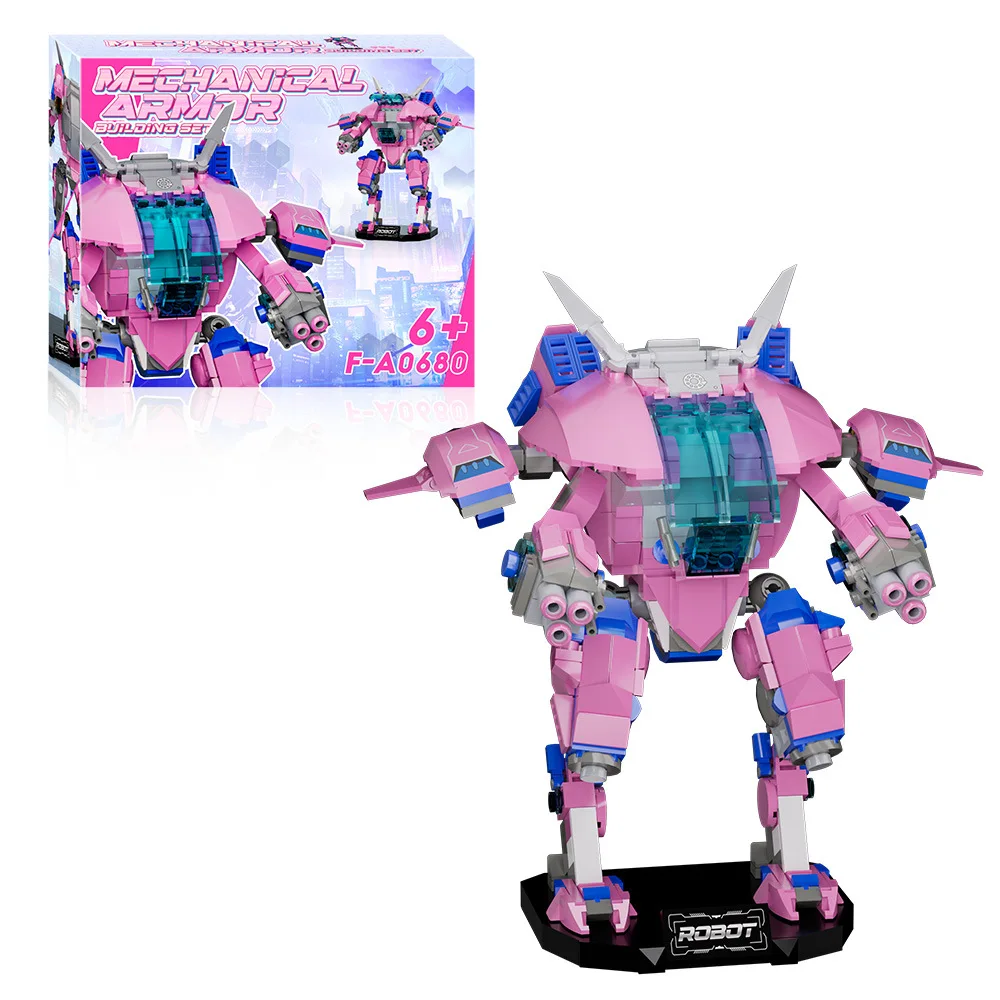 Classic OW Game Series D.Va Reinhardt Video Games Building Blocks Robot Mech Fit 75973 Bricks Kit Toys For Kids Birthday Gifts