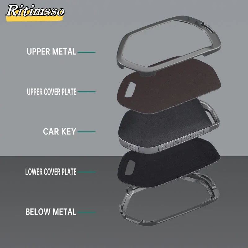 9 Buttons Alloy+ Leather Car Key Case Cover for Kia Ka4