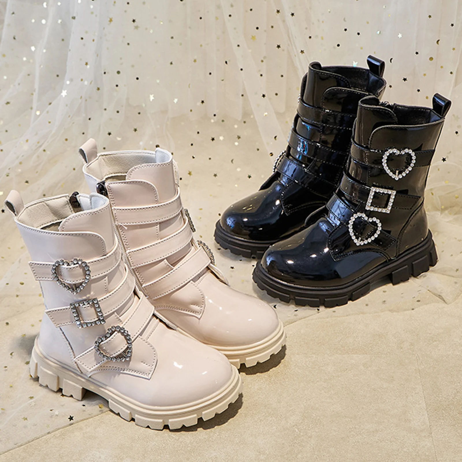 

Children'S Short Boots Spring and Autumn Leather Boots British Fashionable Single Boots Warm Boots Non-Slip Toddler Snow Shoes