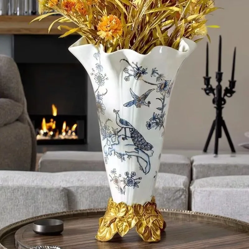 Ceramic, floral, vases, home decoration, yellow-green plum grove, white Nordic decoration, American style living packaging, mode