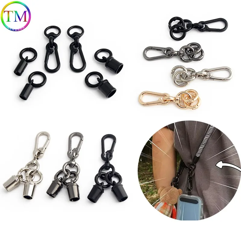 10-50Sets Nice Customized Mobile Phone Anti-lost  Snap hook With O Ring Car Keychain Bag Webbing key Chain Spring Dog Buckles